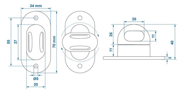 Plastic turn fastener for oval eyelet x4 pieces