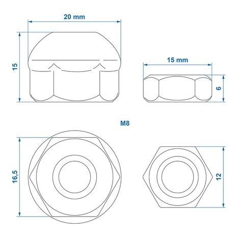 M8 Ball Nut and Lock Nut 2-piece set for Brake Cable