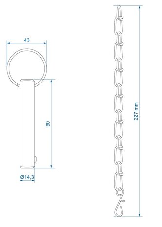 Locking pin with chain diameter 14.3 mm