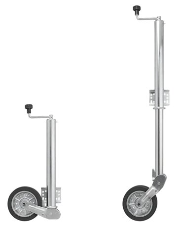 Jockey wheel 570/60 mm with large metal rim and rubber tyre 220 x 65 mm, foldable 300 kg