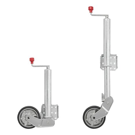 Jockey wheel 60 mm metal rim with rubber tyre 200 x 50 mm foldable