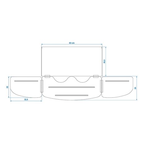 3-piece foldable steel cooking windscreen with base plate 63 x 30.5 x 25 cm