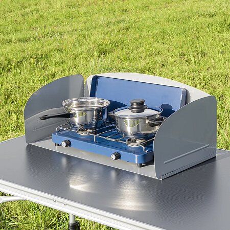 3-piece foldable steel cooking windscreen with base plate 63 x 30.5 x 25 cm