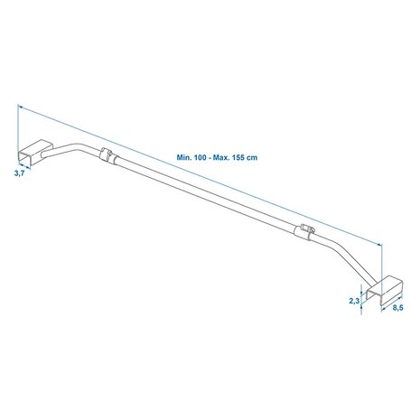 Metal adjustable cover support bar 100–155 cm for trailer tarp