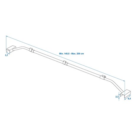 Metal adjustable tarp support bar 152–220 cm for trailer cover