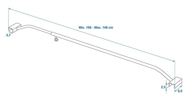 Aluminium adjustable tarp support bar 108–146 cm for trailer cover