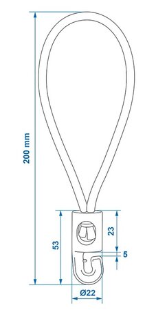 Elastic loop with plastic hook - set of 10 pieces