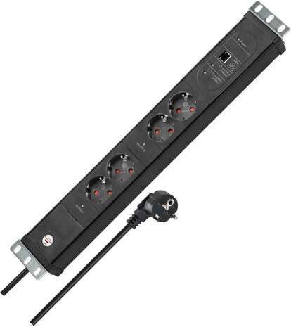 Power strip 2-way black 3 m H05VV-F 3G1.5 19 format