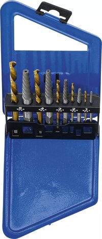 Screw Extractor & Left Cutting Drill Set HSS titanium nitrated 2 - 7.5 mm 10 pcs