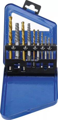 Screw Extractor & Left Cutting Drill Set HSS titanium nitrated 2 - 7.5 mm 10 pcs