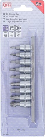Bit Socket Set (1/4) Drive T-Star (for Torx) T10 - T50 9 pcs