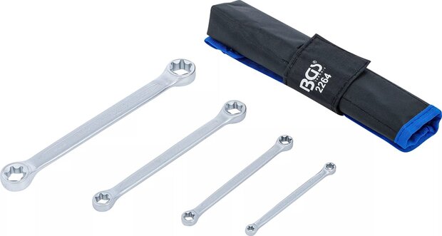 Double Ring Spanner Set with E-Type Ring Heads E6xE8 - E20xE24 4 pcs