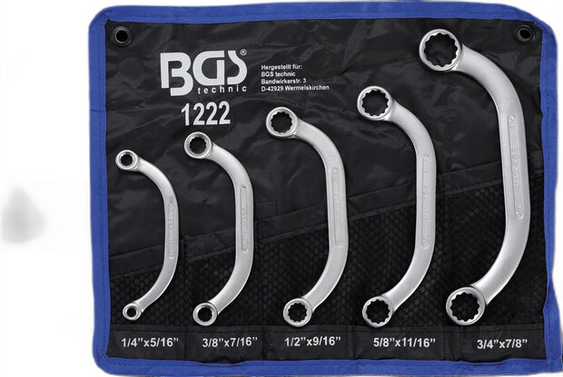 5-piece Obstruction Ring Spanner Set, Inch Sizes 1/4 - 7/8
