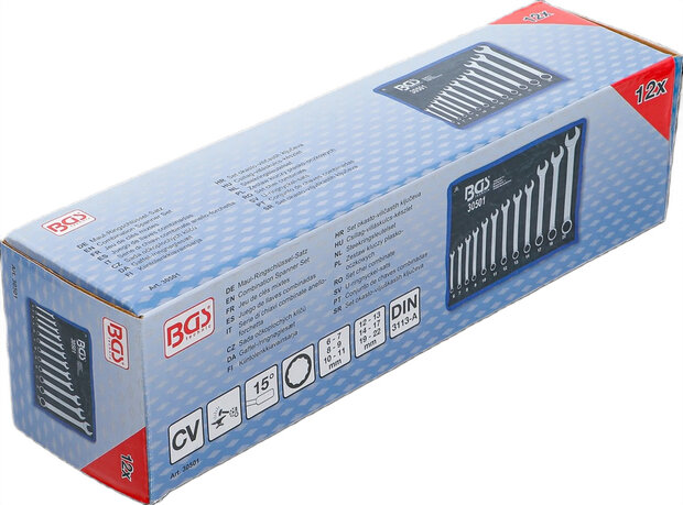 12-piece Combination Spanner Set, 6-22 mm