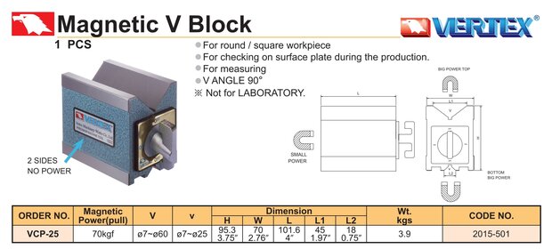 Magnetic V-block 7mm - 60mm