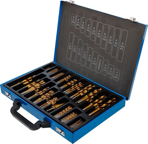 Twist & Step Drill Set HSS titanium nitrated 1 - 10 mm 231 pcs