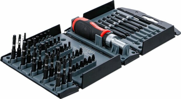 Torsion Bit Set with Ratchet Spinner Handle for Bits reversible 52 pcs