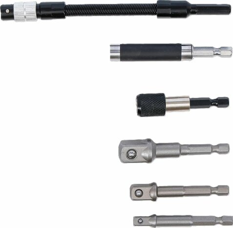 Adapter and Extension Bar Set for Electric Drills 6-pcs