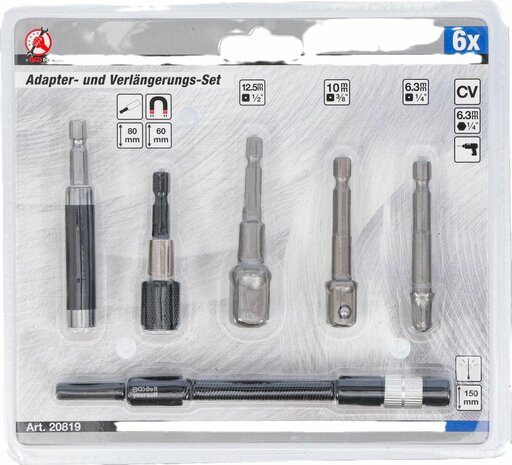 Adapter and Extension Bar Set for Electric Drills 6-pcs