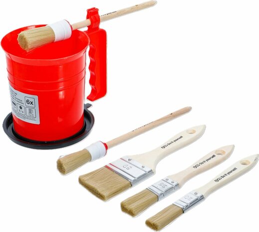Flat and Round Brush Set with Paint Cup 6 pcs