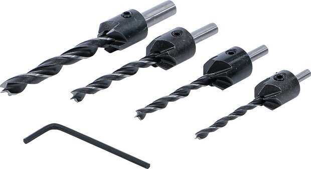 Wood Drill Set with Countersink 4 pcs