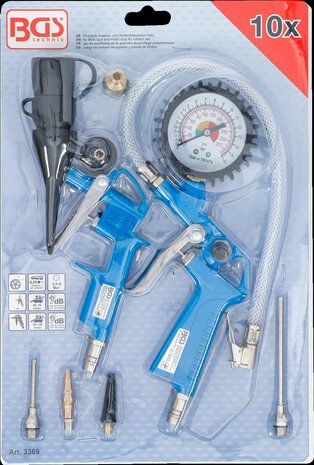 Air Blow Gun and Pistol-Grip Air Inflator Set 10 pcs