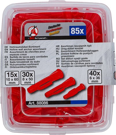 Hollow Wall Anchor Assortment &Oslash; 6 - 10 mm 85 pcs