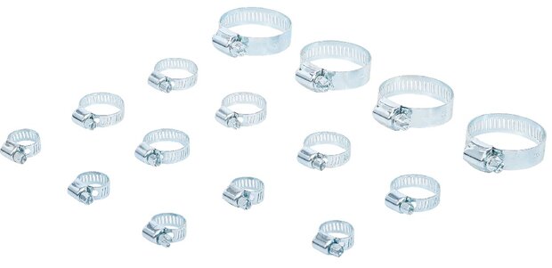 Hose Clamp Assortment diameter 10 - 45 mm 15 pcs