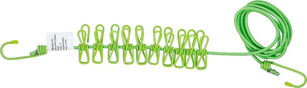 Clothesline flexible 1,9 - 2,4 m with 10 Clips