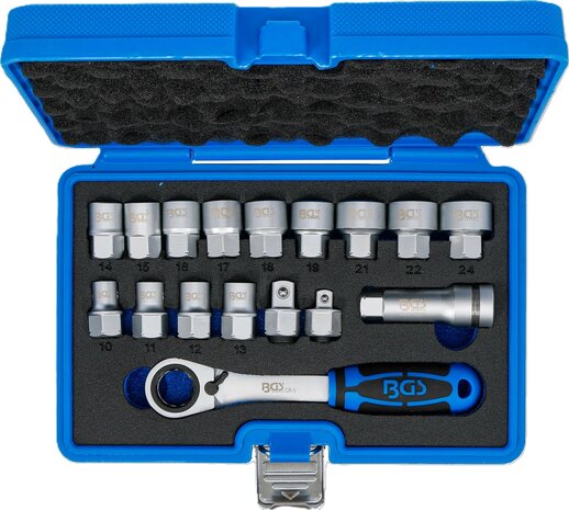 Go-Through Socket Set Gear Lock 10 - 24 mm 17 pcs