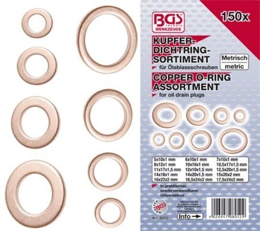 Seal Ring Assortment copper 150 pcs.