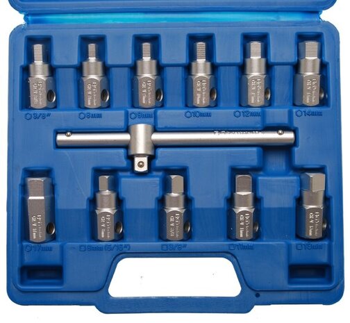 12-piece Universal Drain Plug Key Set