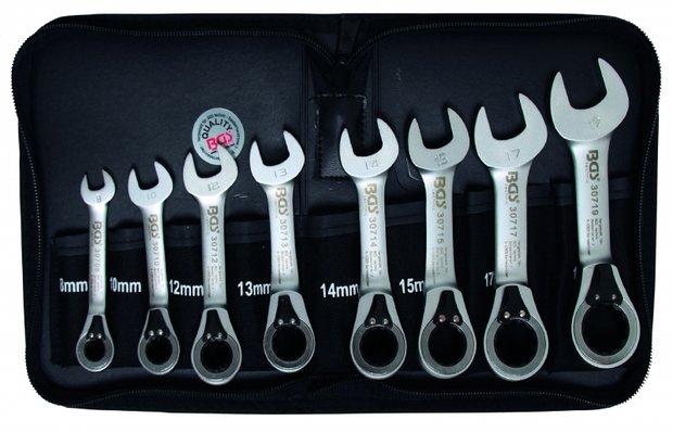 8-piece Combination Spanners Set with Reversible Ratchet, 8 - 19 mm