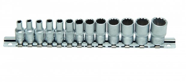 13-piece 1/4 12-pt. Socket Set, 4-14 mm