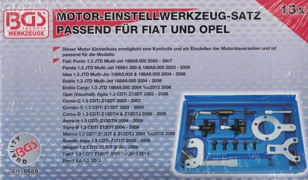 Engine Timing Tool Set for Fiat / Ford / Opel / Suzuki 1.3L Diesel