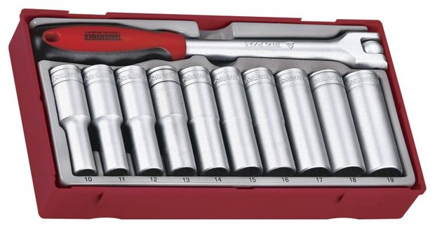 Deep socket set 11pcs 1/2 tc-tray