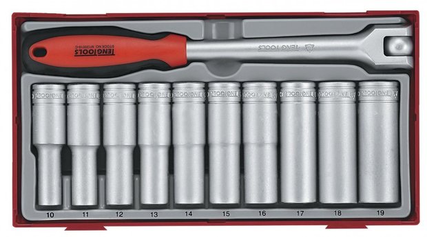 Deep socket set 11pcs 1/2 tc-tray