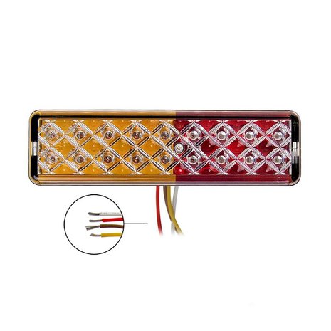 Rear light 12/24V 3 functions 135x38mm LED with holder black