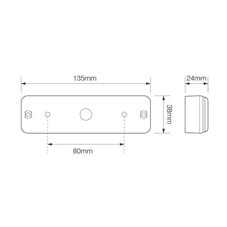 Rear light 12/24V 3 functions 135x38mm LED with holder black