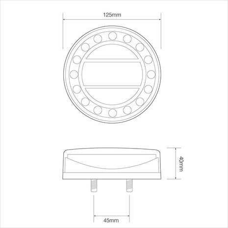 Rear light 12/24V 4 functions 125mm LED