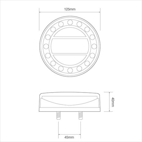 Rear light 12/24V 4 functions 125mm LED