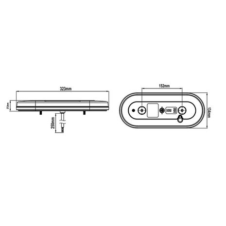 Rear light 6 functions 323x134mm 54LED left