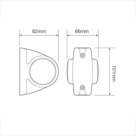 Outline marker lamp 12/24V red/white/amber 101x82mm LED