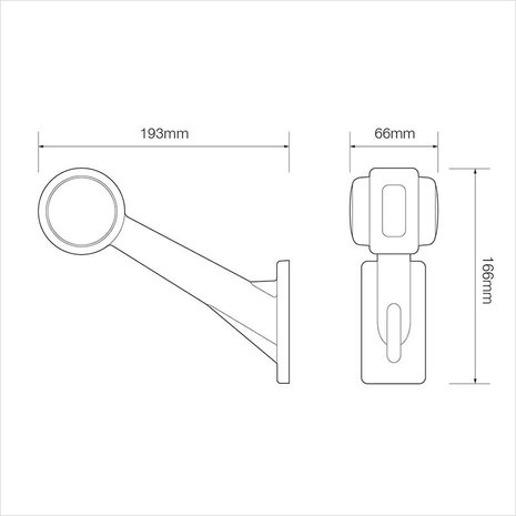 Outline marker lamp 12/24V red/white 166x193mm LED right