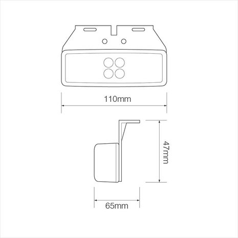 Marker light 12/24V white 110x40mm LED with holder