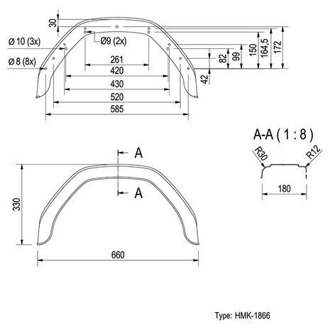 Mudguard plastic 10 inch (1866)