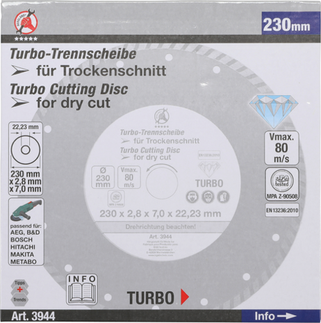 Turbo Cutting Disc, 230 mm