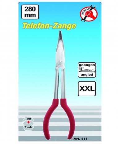 Bent Nose Pliers, 45 °, extra long, 280 mm