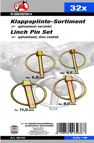 Linchpin Assortment bolt Ø 4.5 - 11 mm 32 pcs