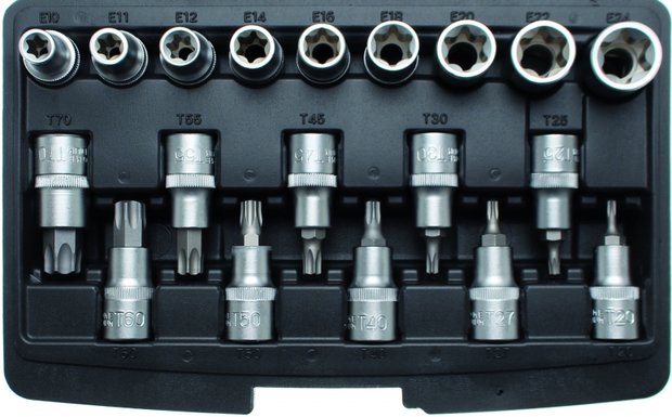 Bit Socket / Socket Set (1/2) Drive T-Star (for Torx) / E-Type 19 pcs